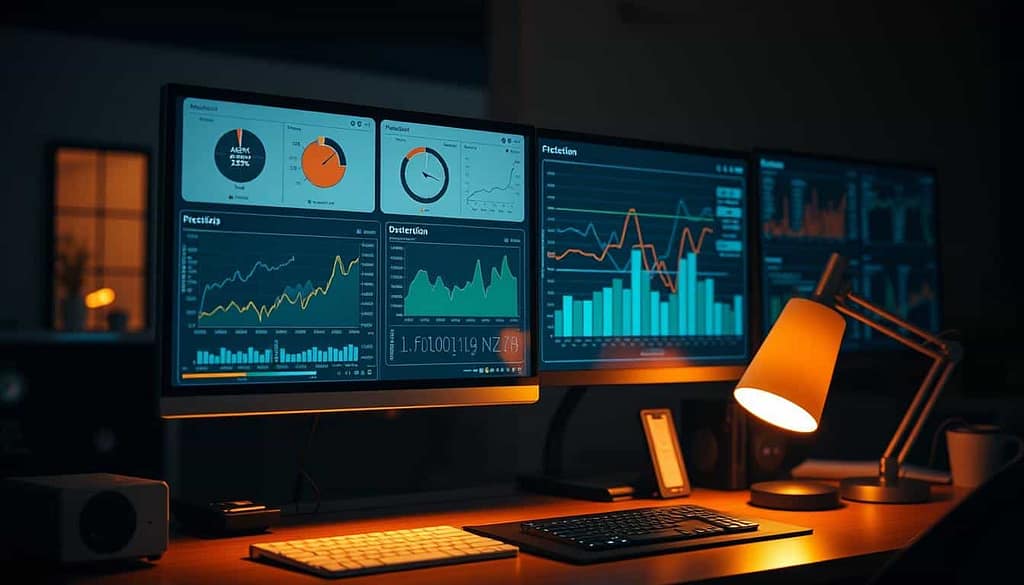 A meticulously crafted data dashboard floating in a dimly lit workspace, its charts and graphs illuminating the nuances of tool performance metrics. Sleek monitors display intricate visualizations, while a desk lamp casts a warm glow, creating an atmosphere of contemplation and analysis. The scene evokes a sense of precision and focus, inviting the viewer to delve into the hidden insights that often go unnoticed in the ever-evolving technology landscape.